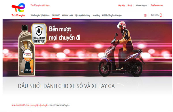 Thiết kế website dầu nhớt ấn tượng